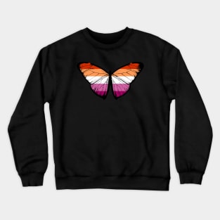 Vintage Lesbian Pride Flag Butterfly Moth Support Lesbian LGBTQ Pride Flag Crewneck Sweatshirt